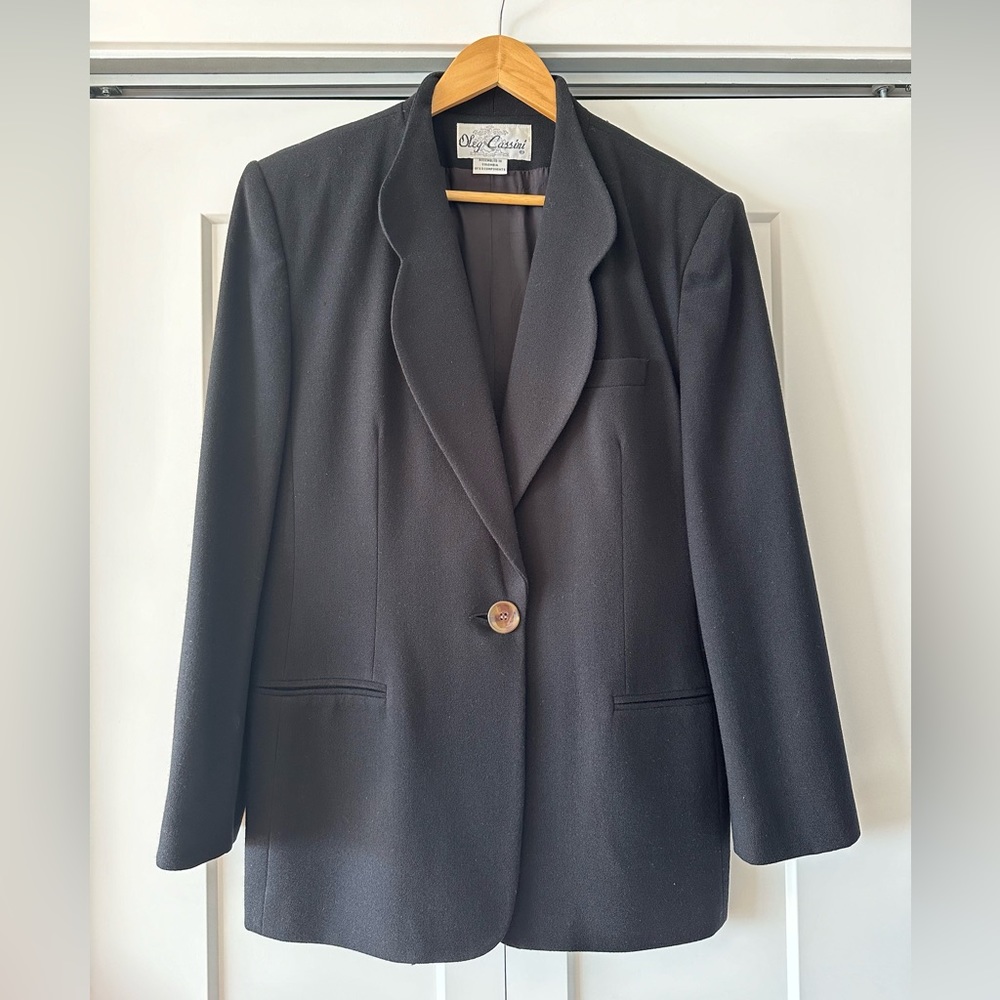 Vintage 1980s Oleg Cassini 2-pc. Wool Pants Suit